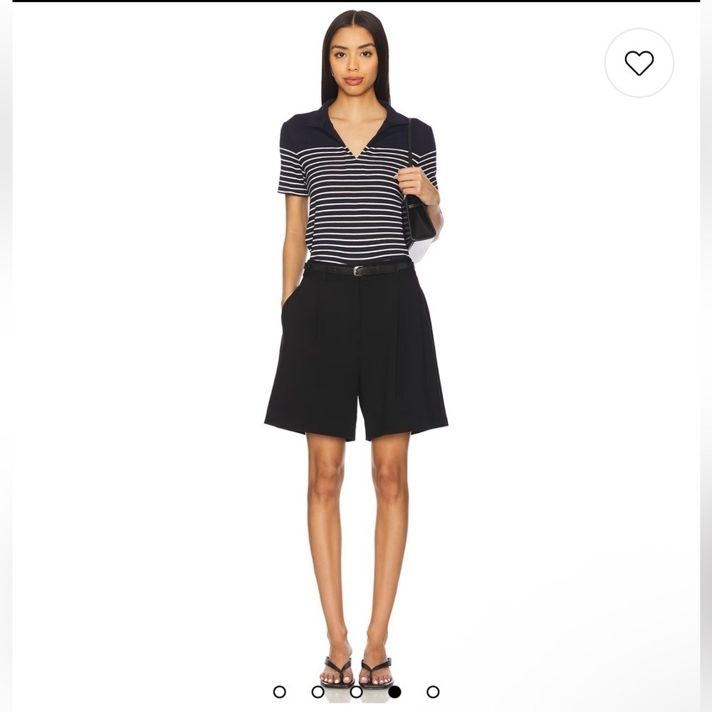 Rag and bone The Knit Stripe Polo Top in Navy & Ivory - Picture 4 of 8